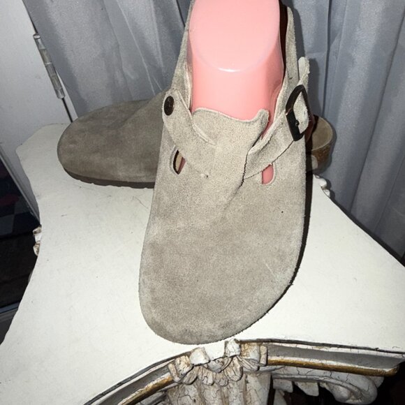 Birkenstock Boston Suede Soft Footbed Clogs Taupe  W US 8 EU 39 EUC Worn Once - Picture 9 of 14